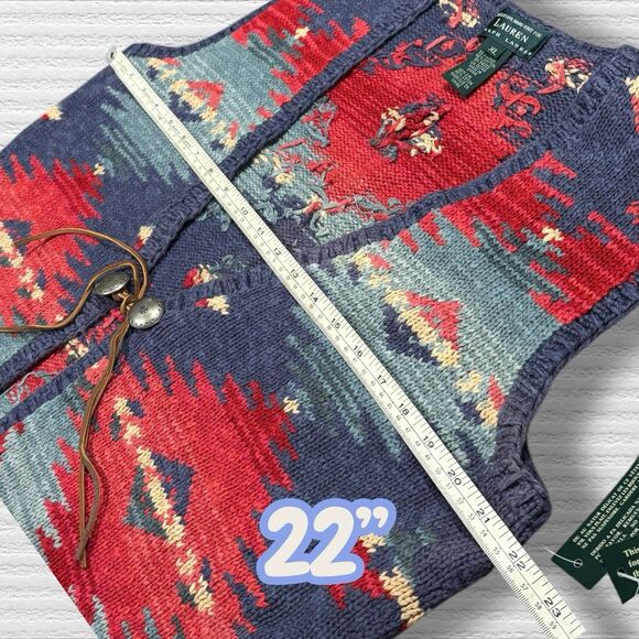 Lauren Ralph Lauren Hand Knit Taos Southwestern Vest Linen Cotton XL NWT 2012 - Picture 6 of 8